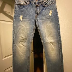 Distressed Selvedge blue jeans
